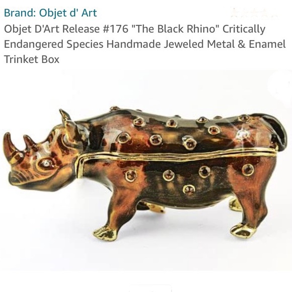 Artform Black Rhino Rhinoceros Enamel Trinket - Picture 11 of 13